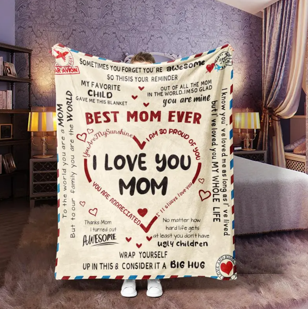 Letter To Mom Lightweight Washed Blanket Soft Warm Throw Gift For Mom