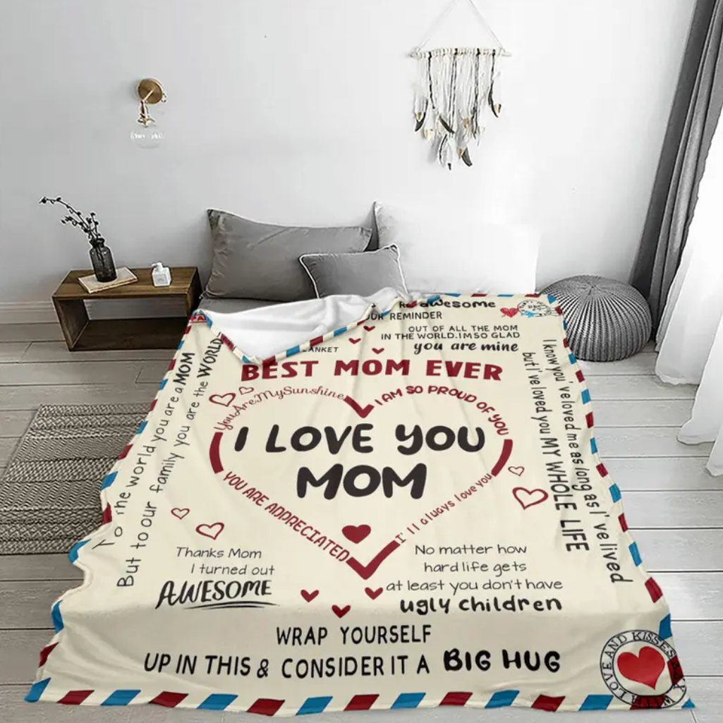 Letter To Mom Lightweight Washed Blanket Soft Warm Throw Gift For Mom