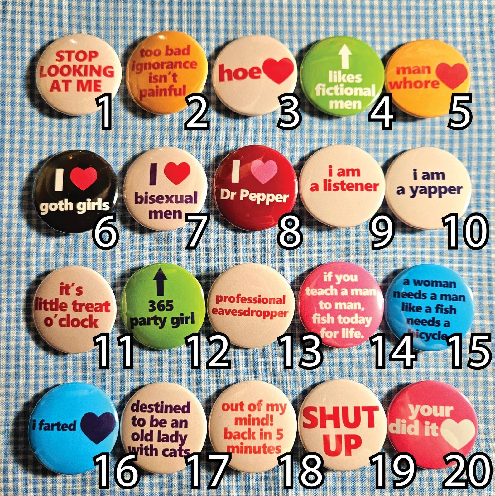 Build Your Own Button Bundle, Custom Pinback Button, Funny Edgy Badges
