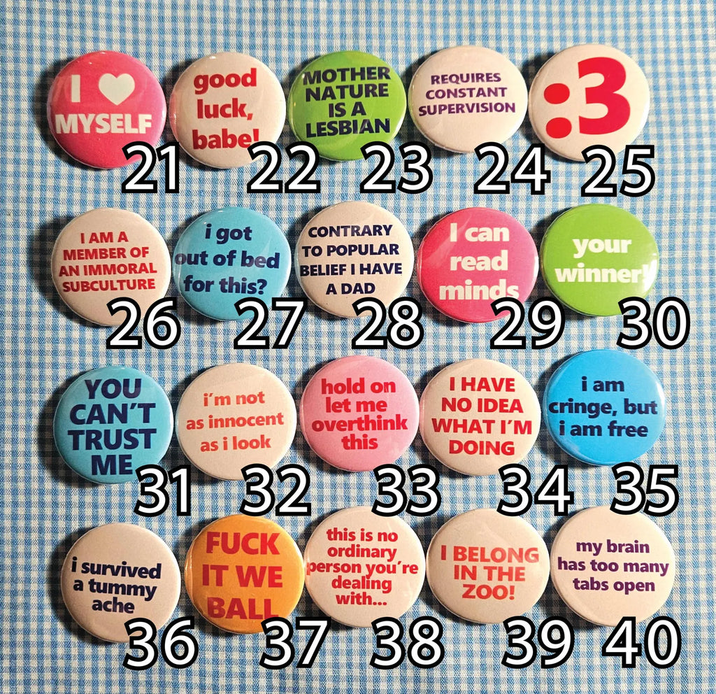 Build Your Own Button Bundle, Custom Pinback Button, Funny Edgy Badges
