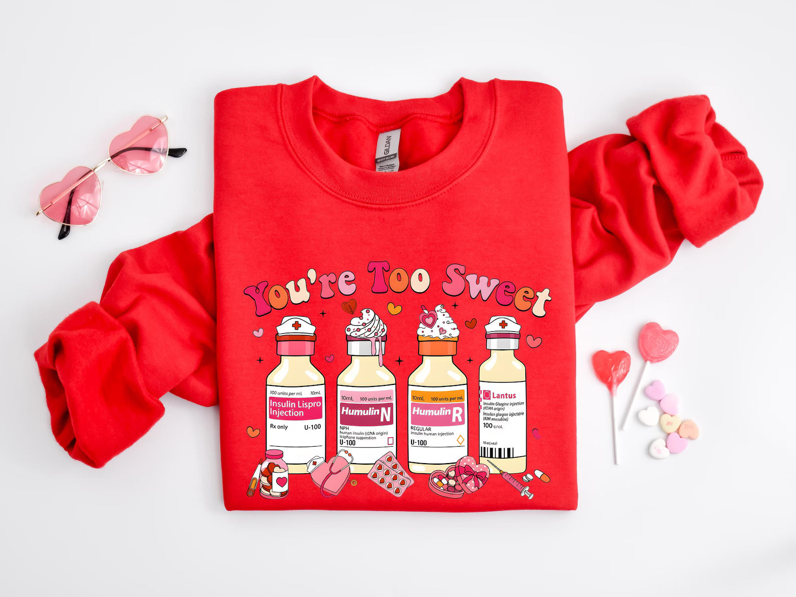 You Are Too Sweet Nurse Valentine Sweatshirt, Valentines Day Nurse Sweatshirt, Valentine Gift For Nurse, Valentines Sweatshirt