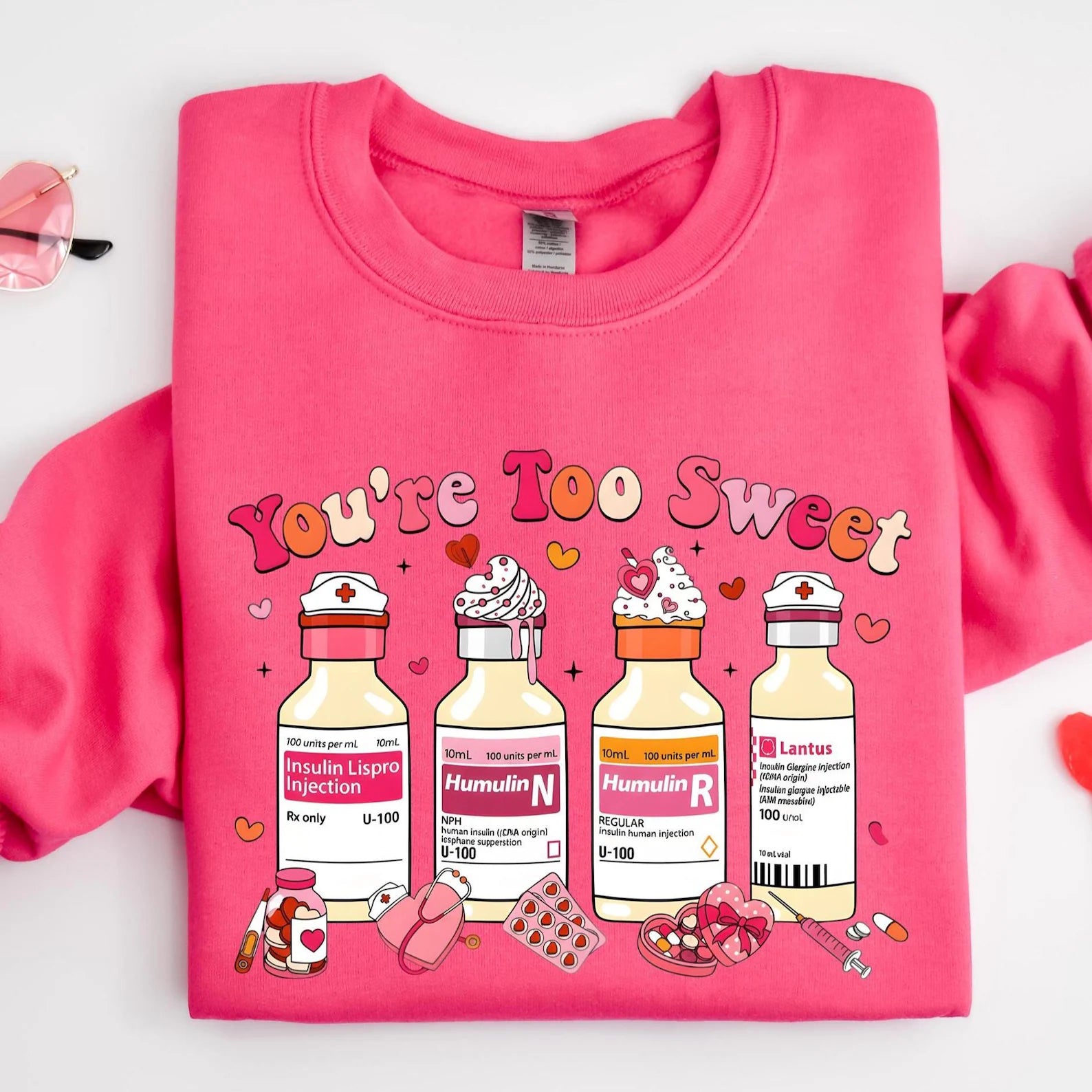 You Are Too Sweet Nurse Valentine Sweatshirt, Valentines Day Nurse Sweatshirt, Valentine Gift For Nurse, Valentines Sweatshirt