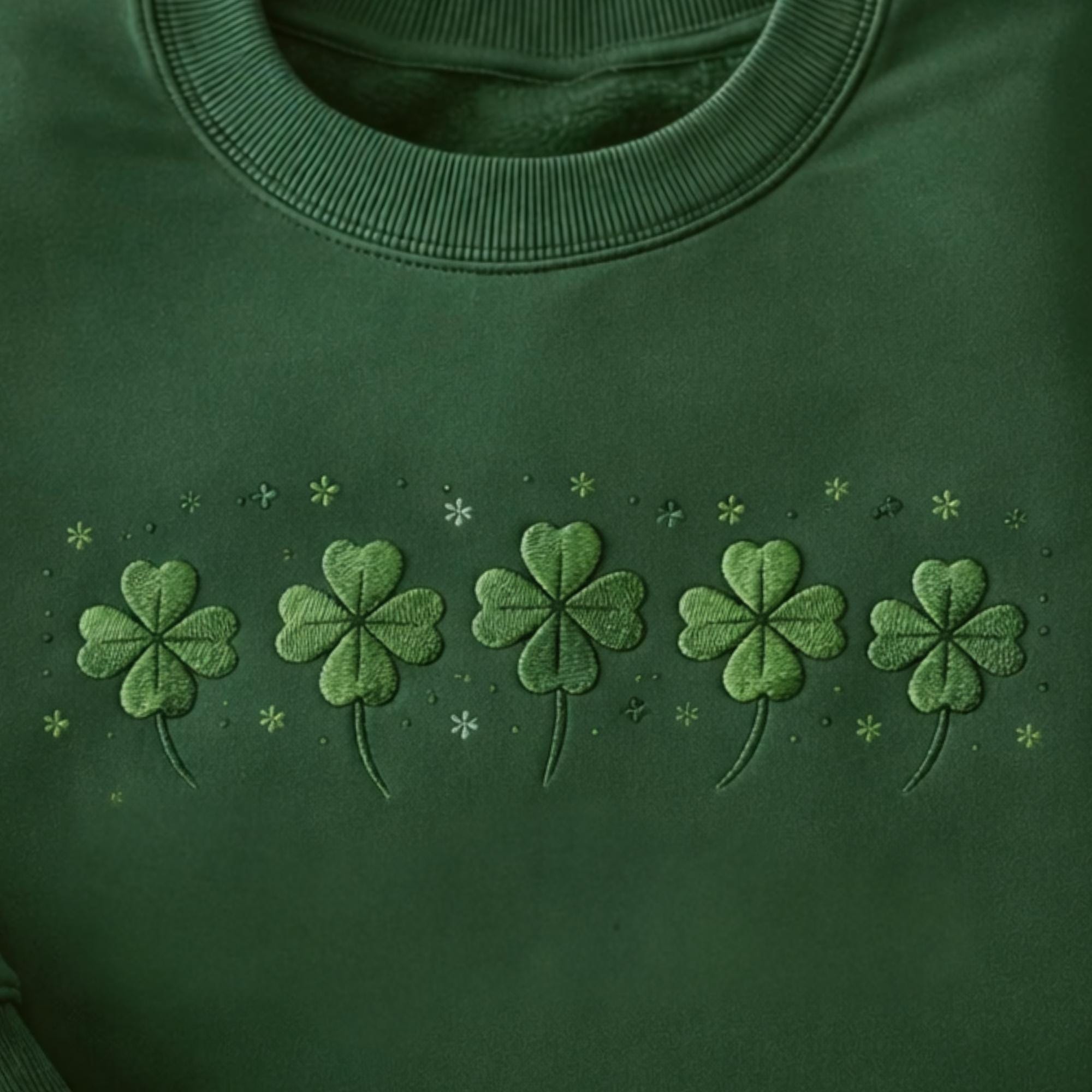 Embroidered Clover Sweatshirt, St. Patrick’s Day Irish Crewneck, Lucky Charm Gift
