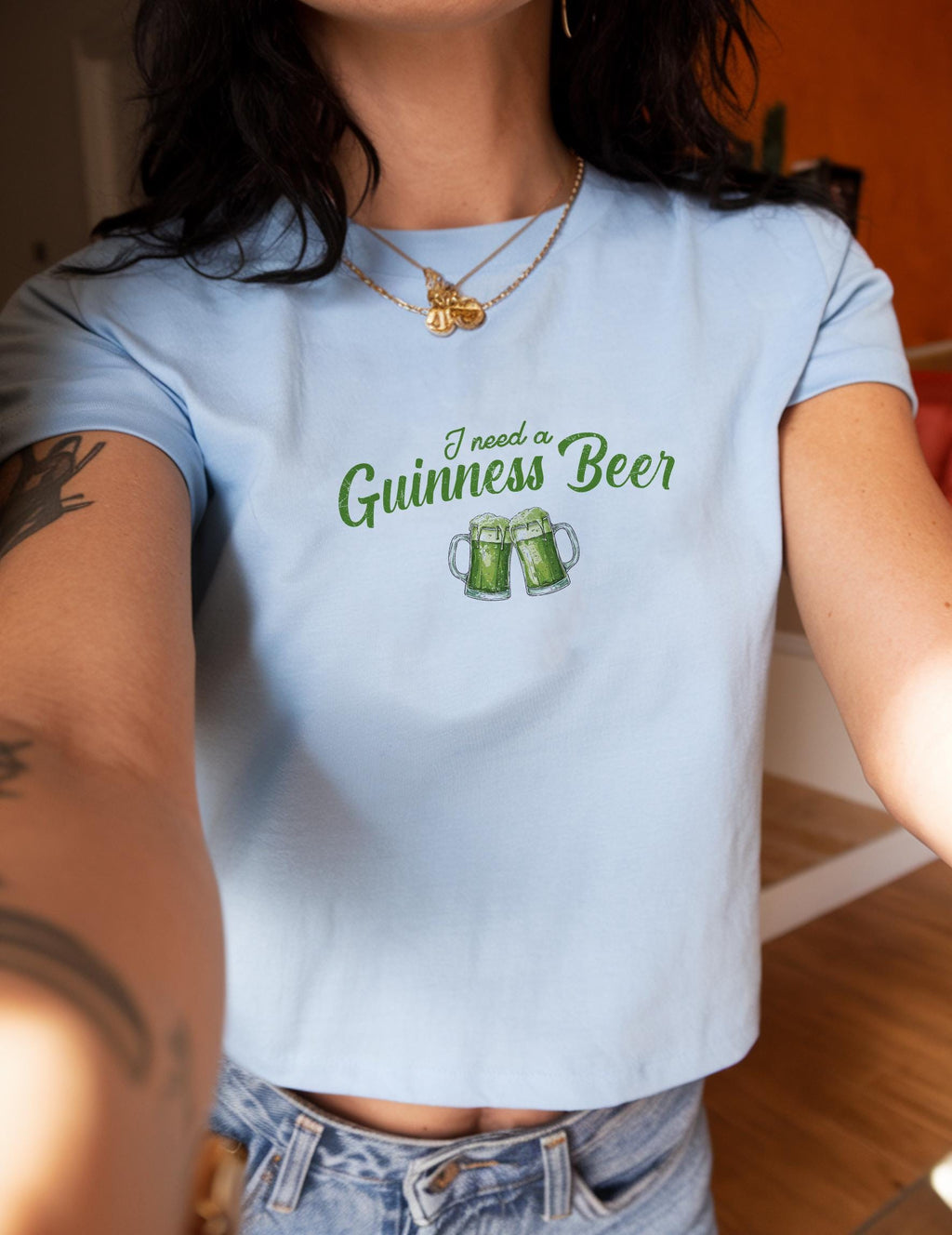 St. Patrick’s Day Baby Tee, Kiss Me I’m Irish Crop Top, Funny Beer Party Shirt