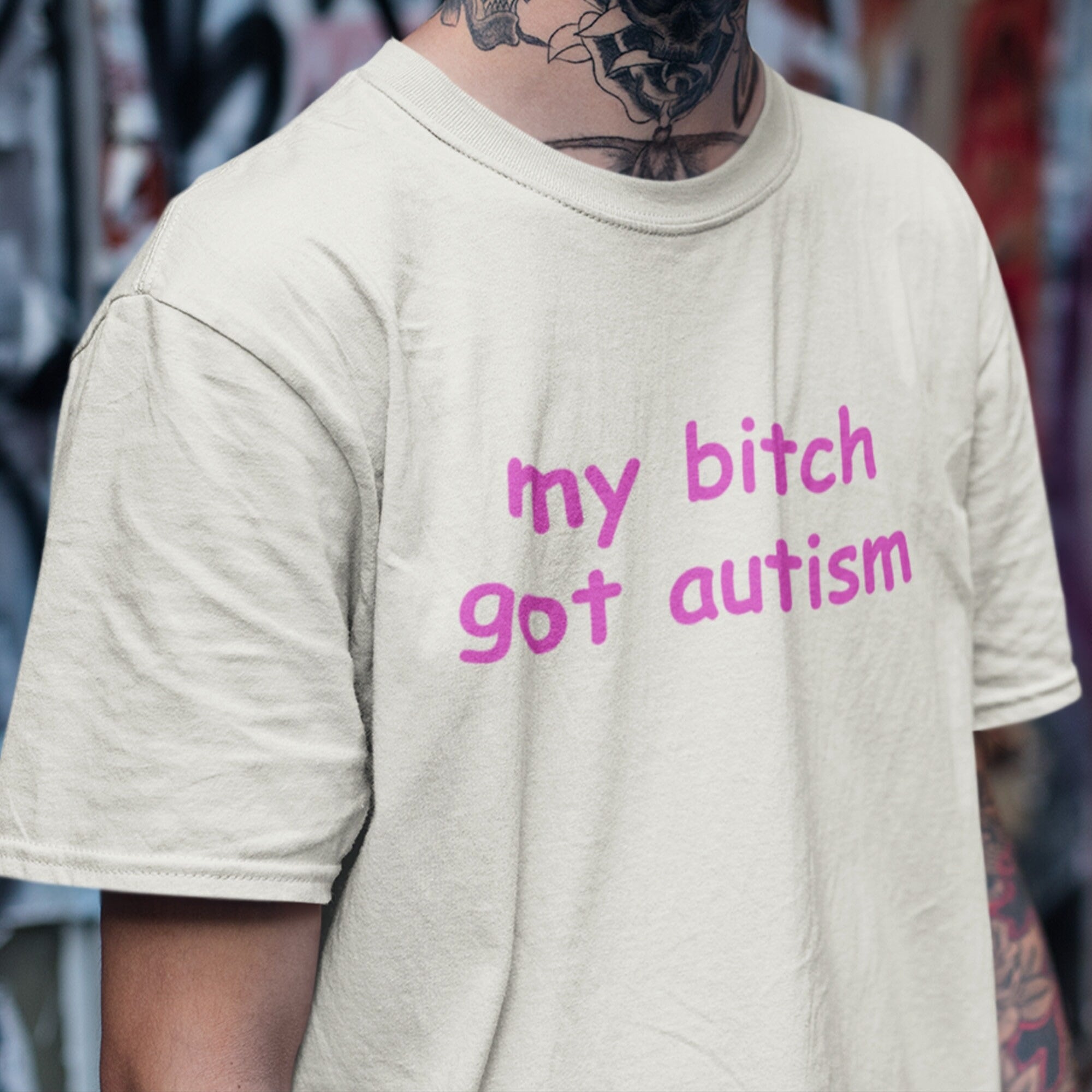 My Partner Got Autism Shirt, Funny Gag Gift Tee, Weird Meme Joke Shirt, Grunge Aesthetic T-Shirt