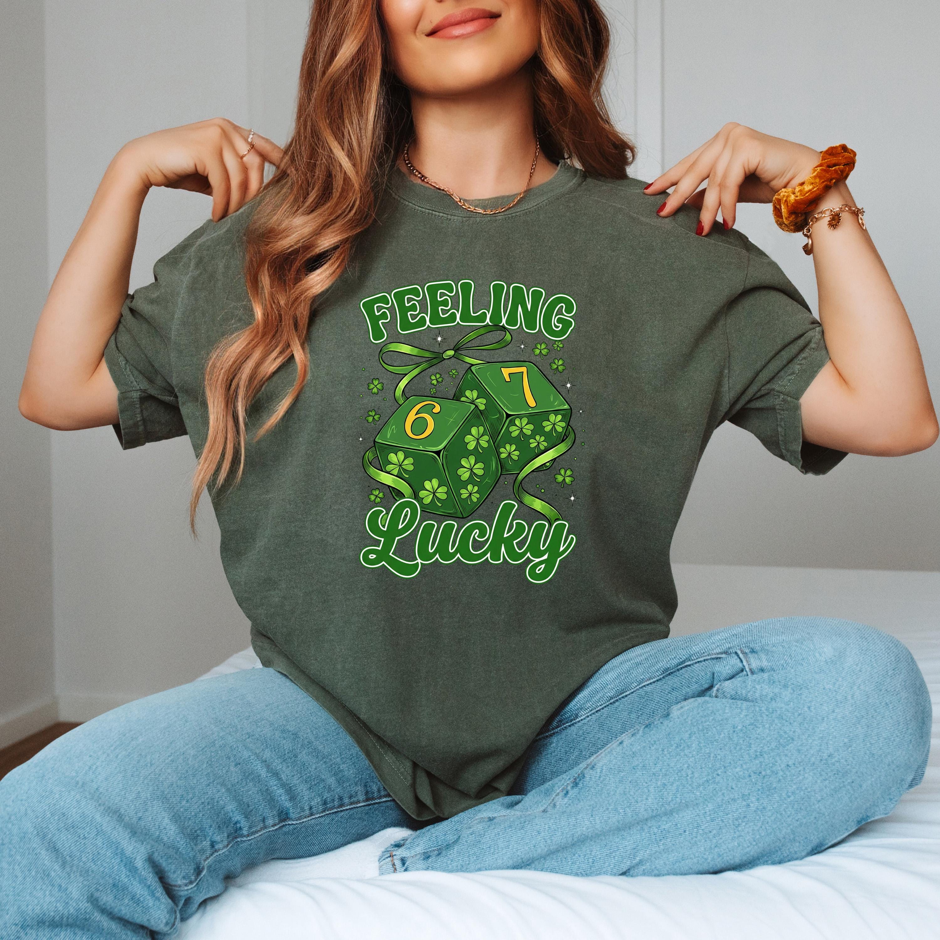 Feeling Lucky Six Seven Sweatshirt, Lucky 6 7 Cherry Tee, St Patrick’s Day Lucky Vibes Top, Holiday Humor Gift