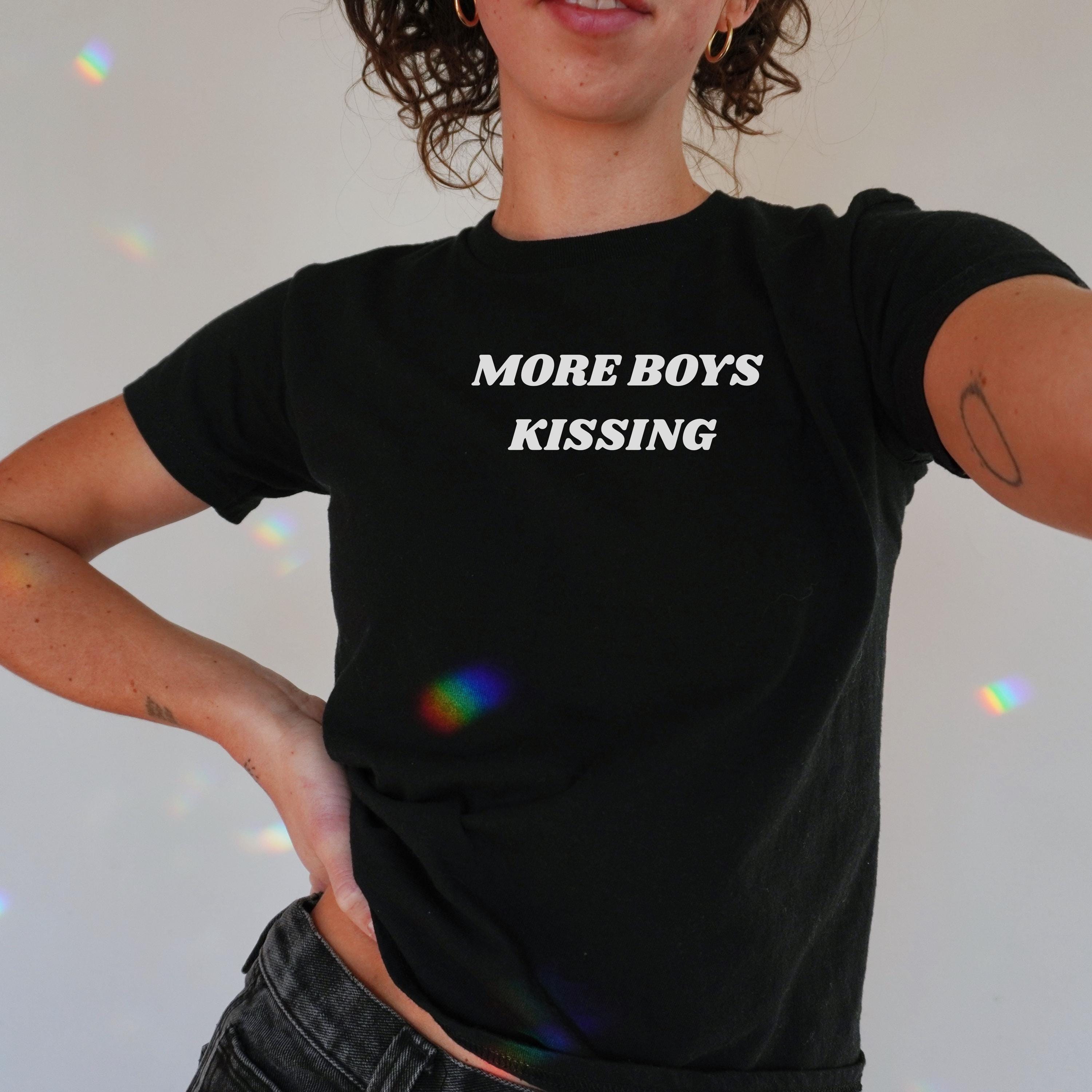 More Boys Kissing Funny Baby Tee Hockey Romance Shirt Enemies To Lovers T Shirt Funny Hockey Shirt Spicy Book Merch Queer Shirt Y2K Baby Tee