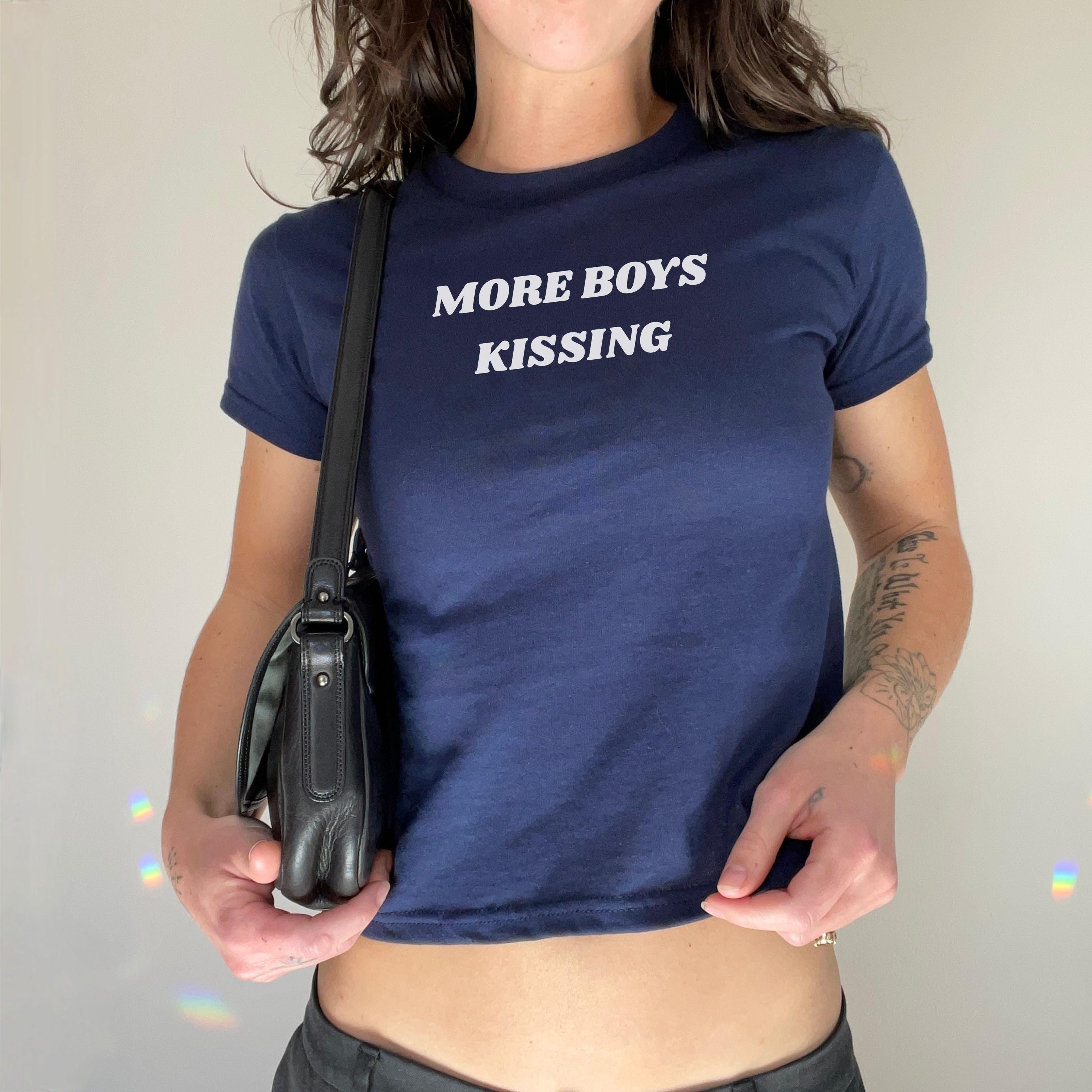 More Boys Kissing Funny Baby Tee Hockey Romance Shirt Enemies To Lovers T Shirt Funny Hockey Shirt Spicy Book Merch Queer Shirt Y2K Baby Tee