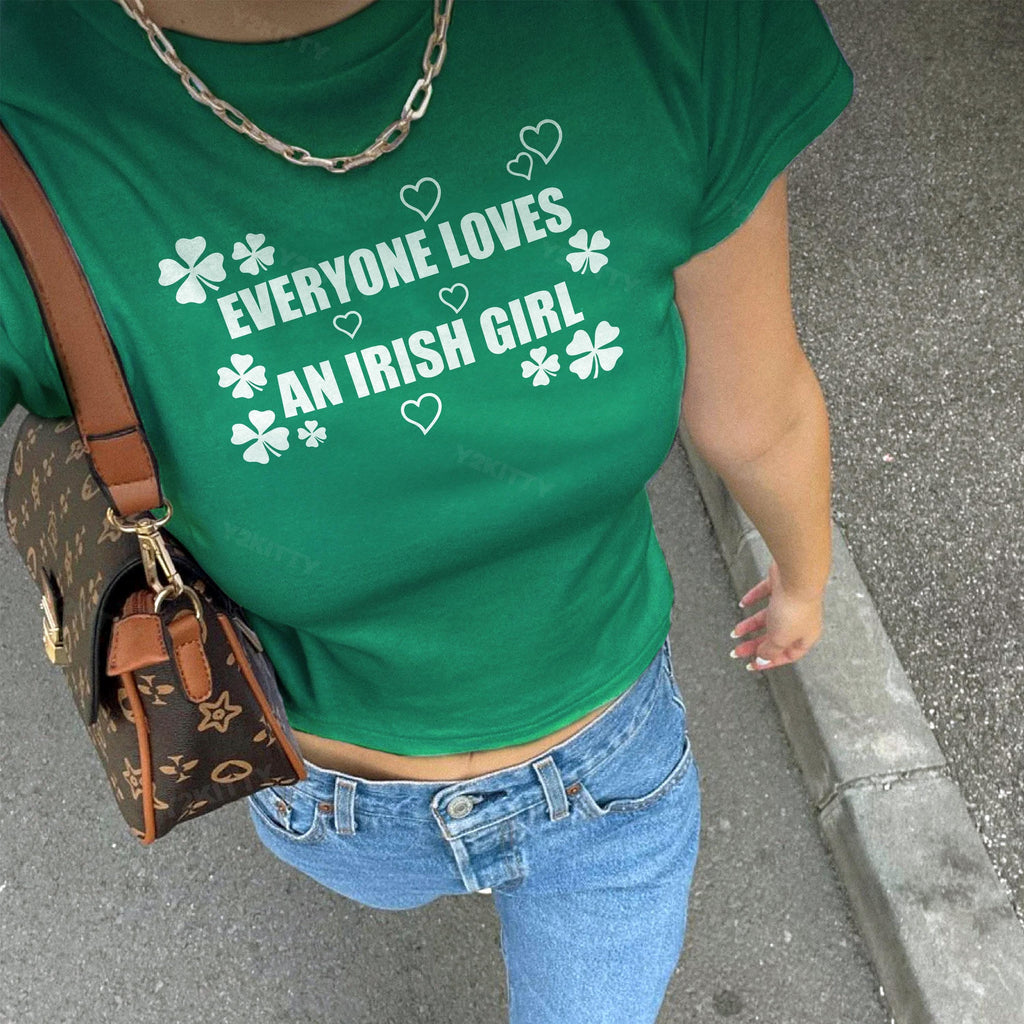 Everyone Loves an Irish Girl Shirt, St. Patrick’s Day Y2K Baby Tee, Cute Irish Top