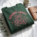 Feeling Lucky Embroidered Dice Sweatshirt, St Patrick Crewneck, Cute Lucky Charm Shirt