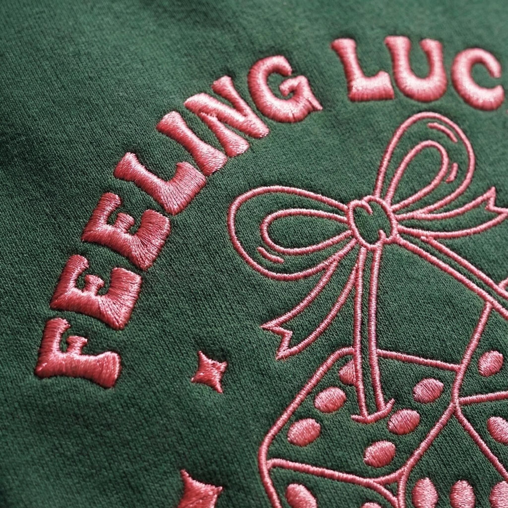 Feeling Lucky Embroidered Dice Sweatshirt, St Patrick Crewneck, Cute Lucky Charm Shirt