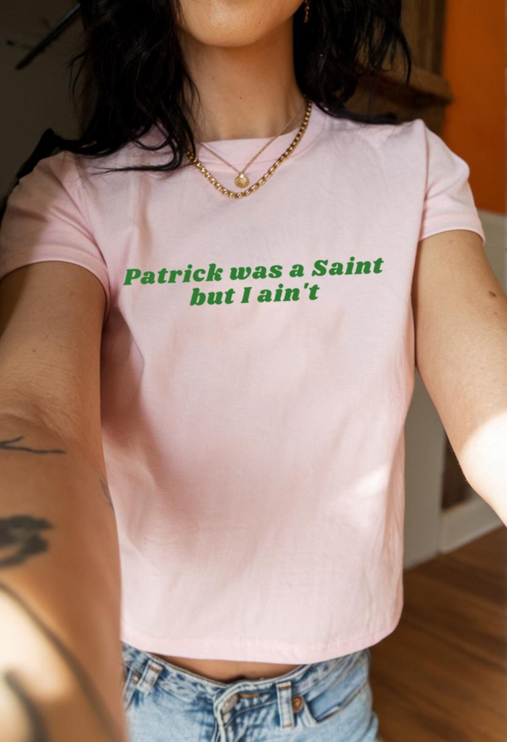 St. Patrick’s Day Baby Tee, Y2K St. Paddy Crop Top, Cute 90s Irish Shirt