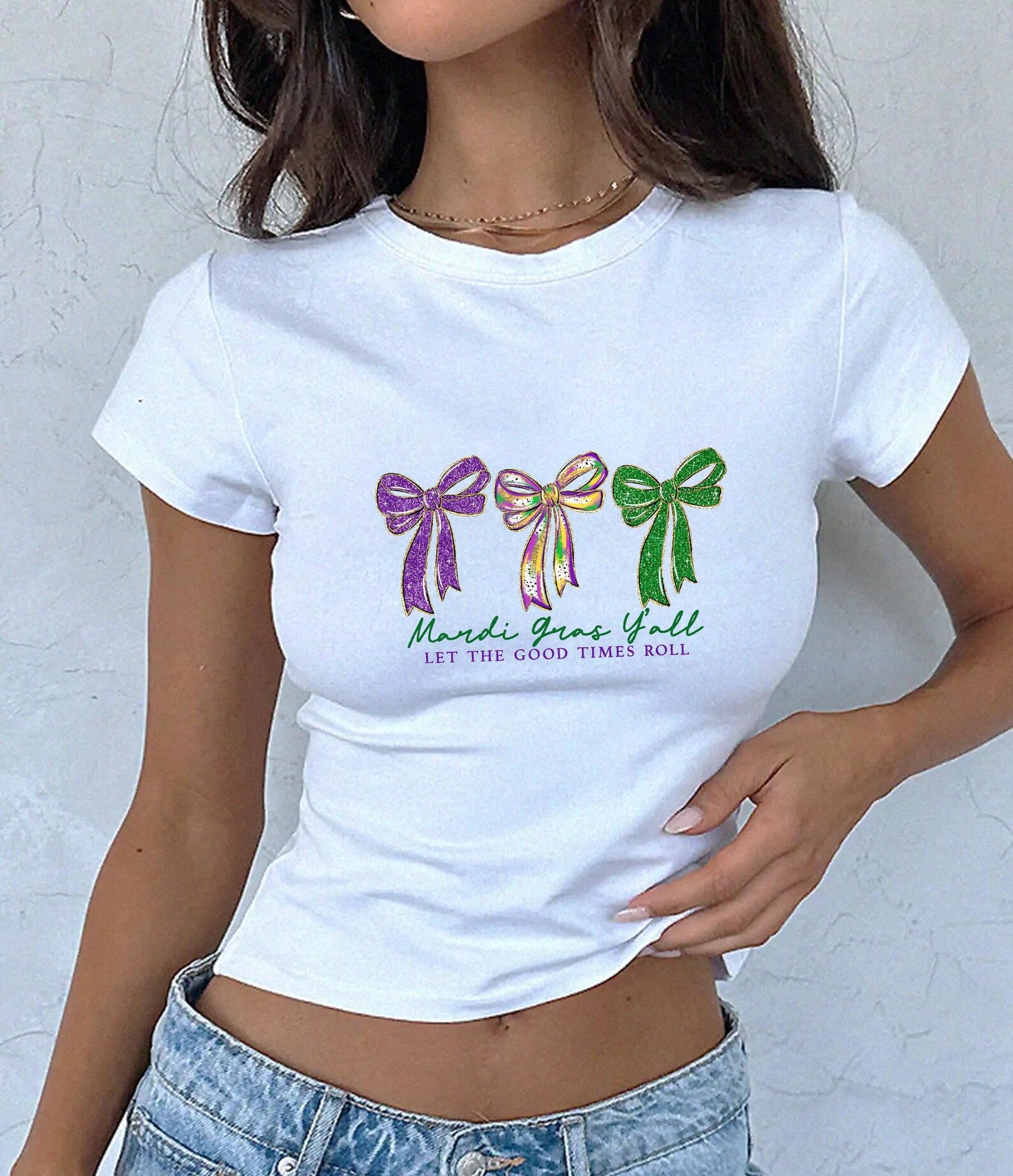 Preppy Mardi Gras Y’all Baby Tee, Fleur De Lis Coquette Crop Top, Louisiana Mardi Gras Tank