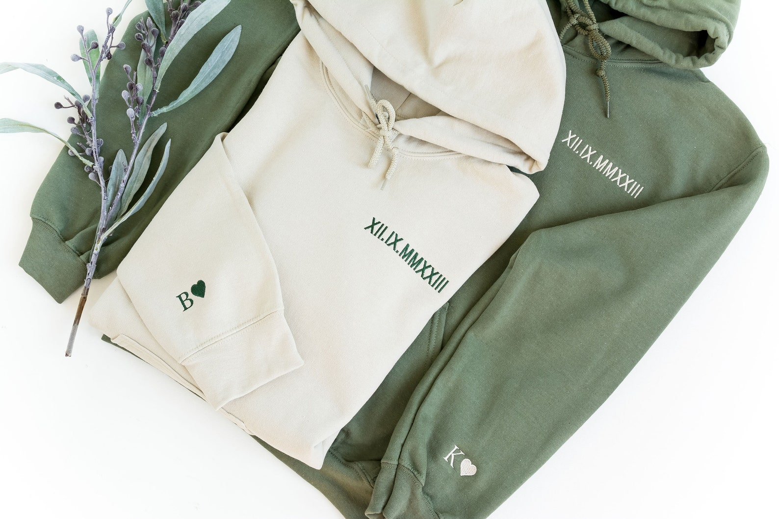 Embroidered Roman Numeral Shirt, Couples Hoodie, Valentine Gift For Couples