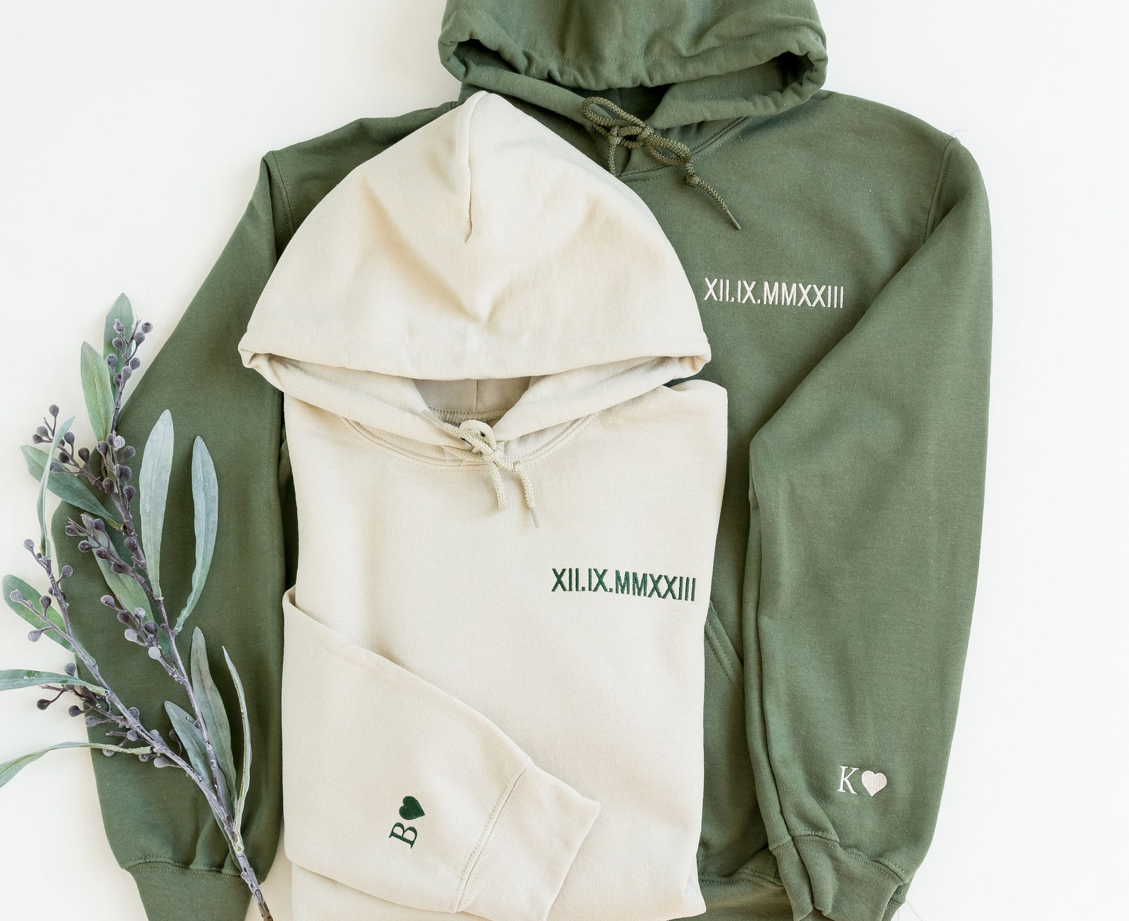 Embroidered Roman Numeral Shirt, Couples Hoodie, Valentine Gift For Couples