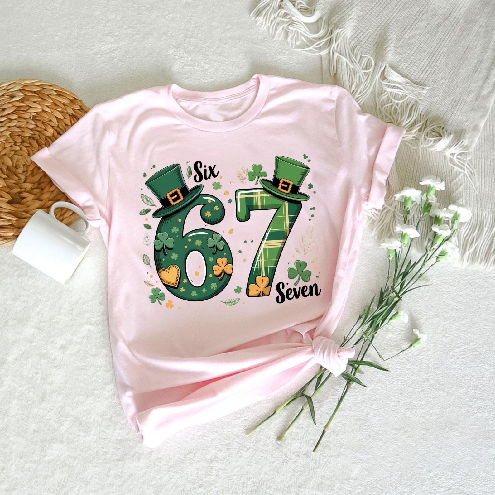 Funny 6 7 Shamrocks Shirt, Six Seven Meme St. Patrick’s Day Tee, Lucky Party Gift