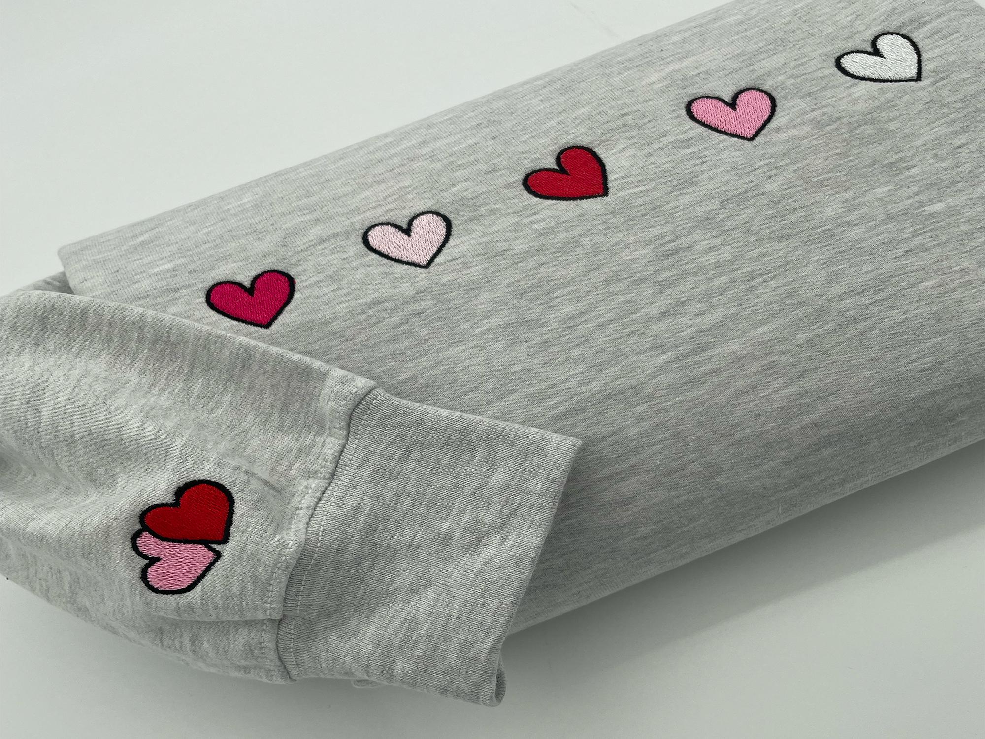 Cute Hearts Embroidered Crewneck - Valentine's Crewneck - With Hearts - Gift For her - Cute Crewneck