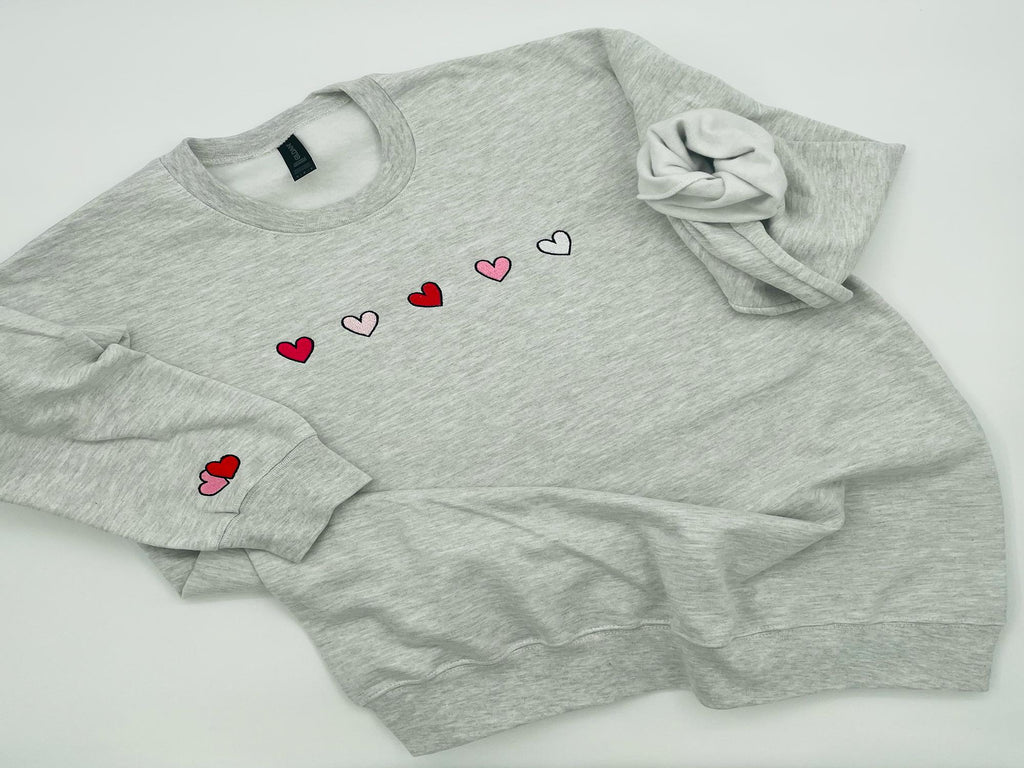 Cute Hearts Embroidered Crewneck - Valentine's Crewneck - With Hearts - Gift For her - Cute Crewneck