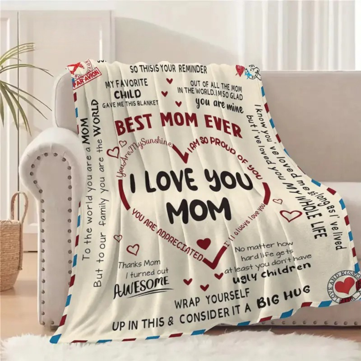 Letter To Mom Lightweight Washed Blanket Soft Warm Throw Gift For Mom