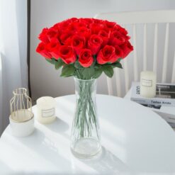 10PCS Red Silk Roses Bouquet Vase