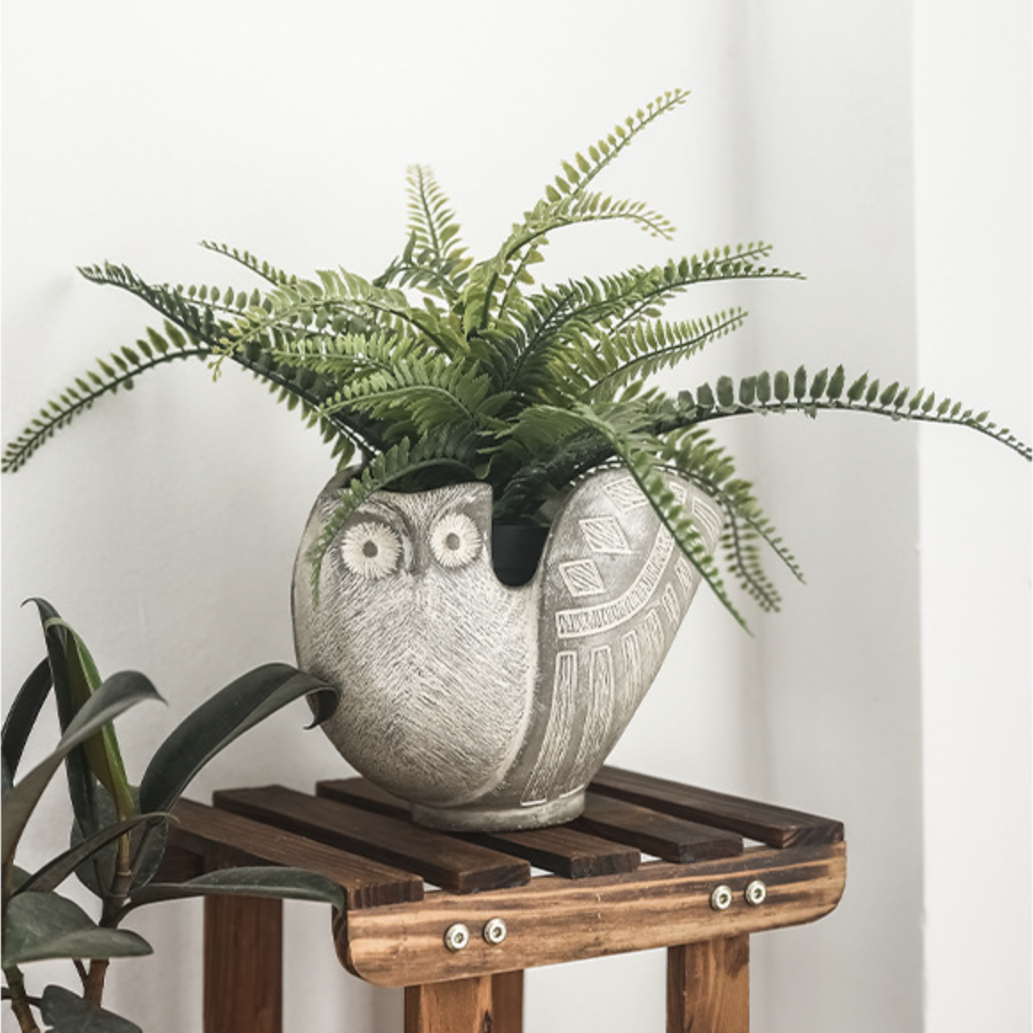 Creative Retro Owl Cement Flower Pot - Image 2