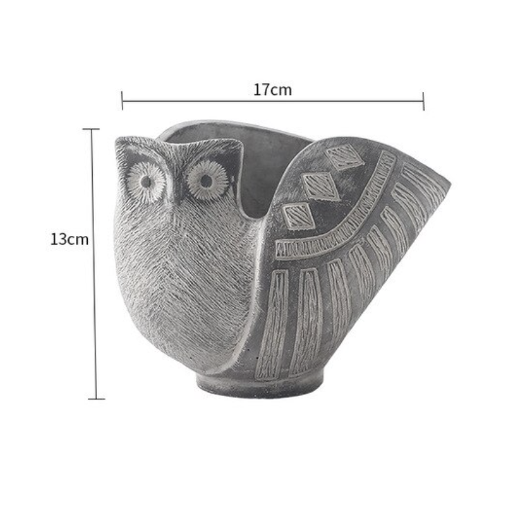 Creative Retro Owl Cement Flower Pot - Image 5