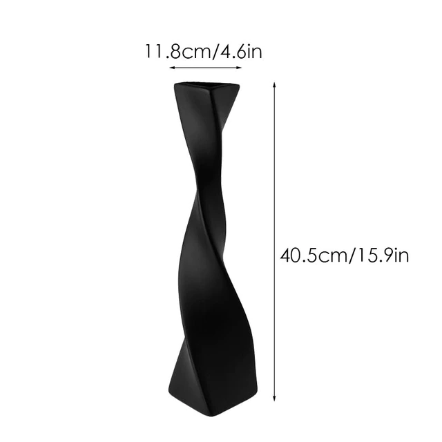41cm Ceramic Rotary Vase Nordic Modern Art Simple, Black - Image 2