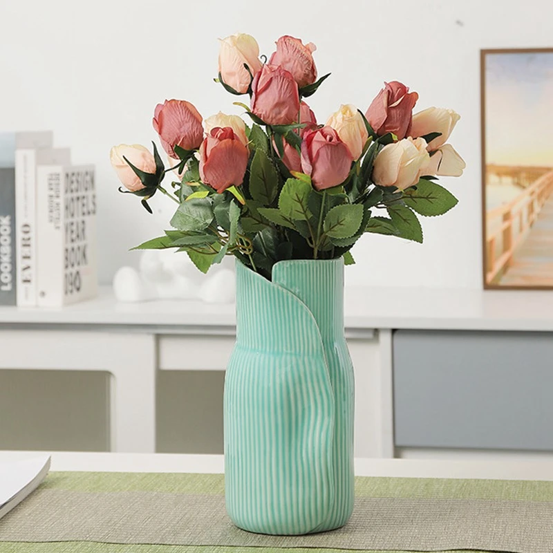 Ceramic Blue Vase Nordic Modern Art Creative, White - Image 3