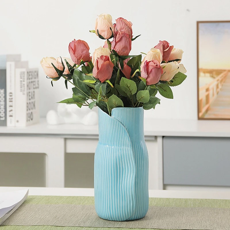 Ceramic Blue Vase Nordic Modern Art Creative, White - Image 5