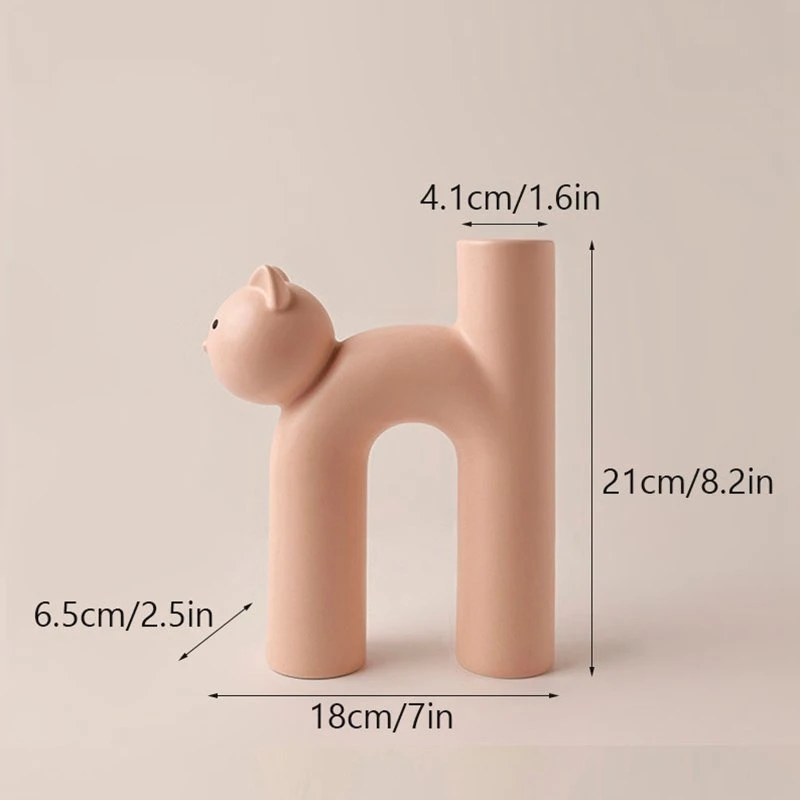 Creative Cream Cat Vase Ceramic Animal Figurines - Image 2