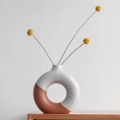 Nordic Ceramic Vase Red and White Flower Container