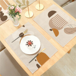 32x42cm Geometric Brown Arch Linen Placemat For Dining Room, 2PCS
