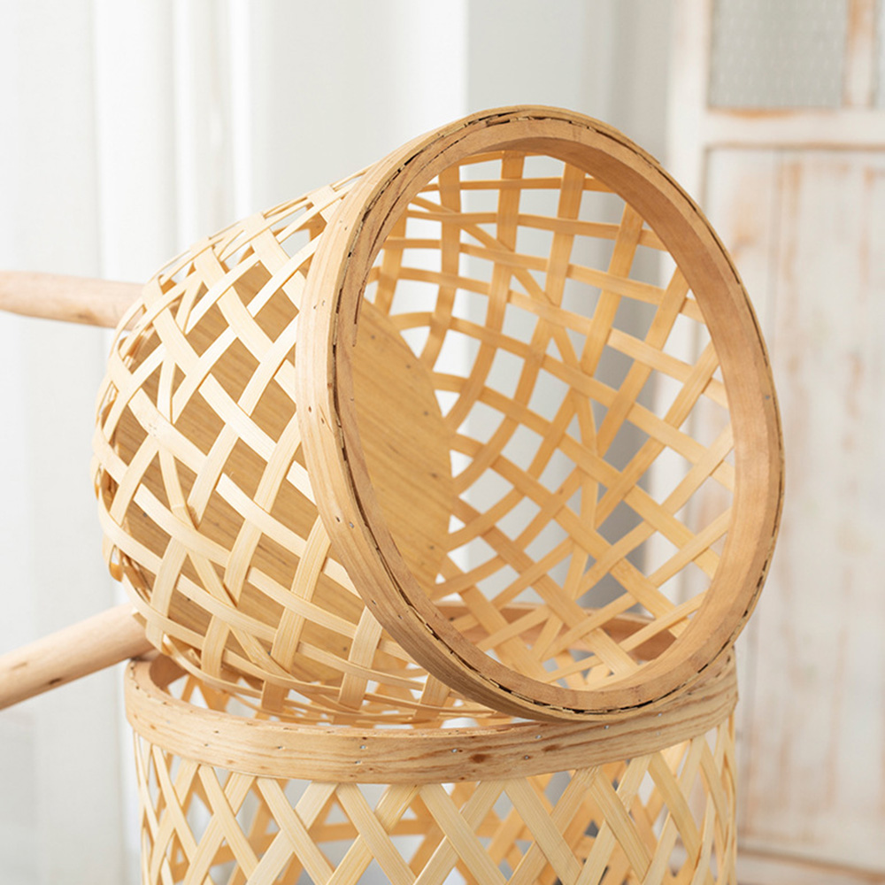 Handmade Bamboo Woven Plant Flower Pot with Stand - Image 4