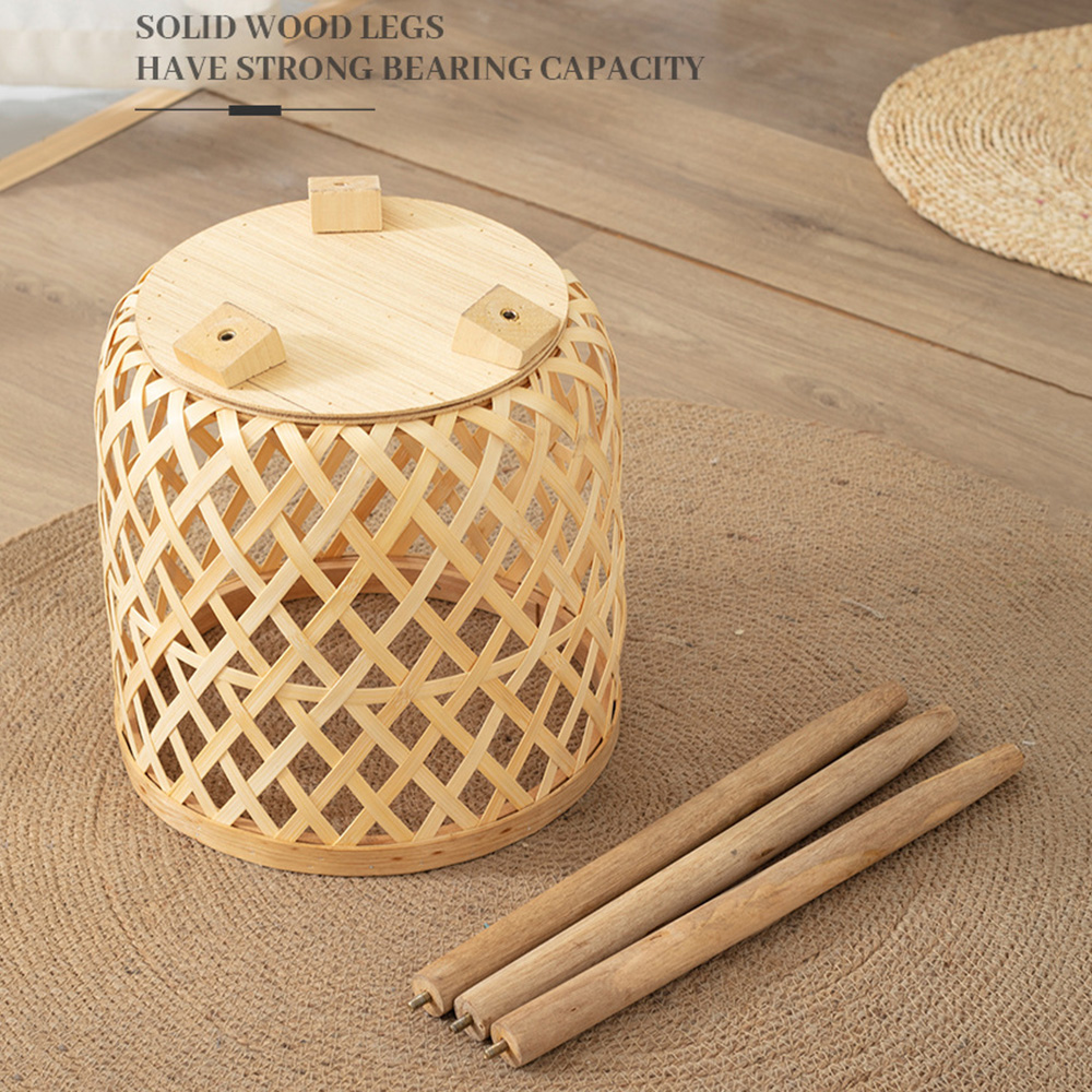 Handmade Bamboo Woven Plant Flower Pot with Stand - Image 5