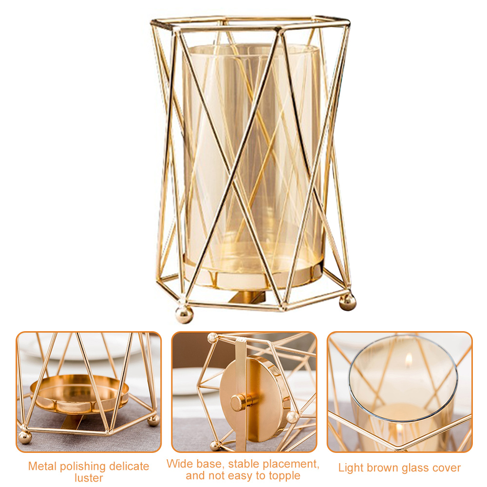 Modern Golden Metal Geometric Glass Flower Vase - Image 5