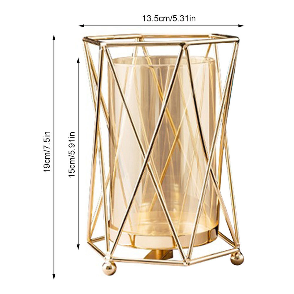 Modern Golden Metal Geometric Glass Flower Vase - Image 6