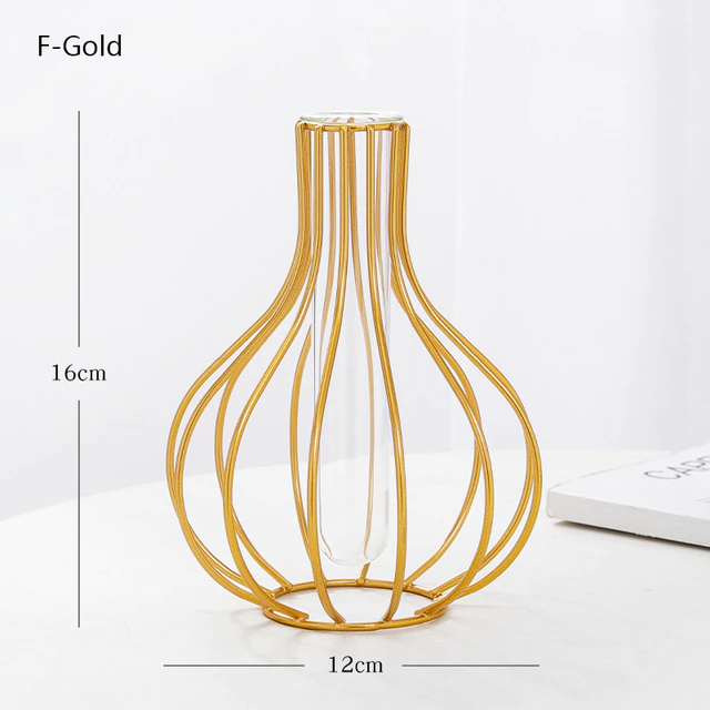 Nordic Home Decor Golden Glass Vase Hydroponic Plant Flower, F-Gold - Image 2