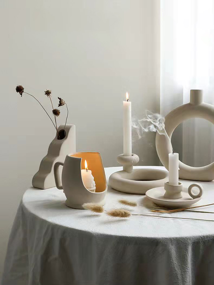Nordic Modern Ceramic Vase For Interior Candle Holder - Image 2