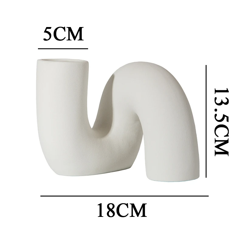 Nordic Style Ceramic Vase Modern Art Flower Arrangement Pot Ornaments Living Room Decor, White - Image 3
