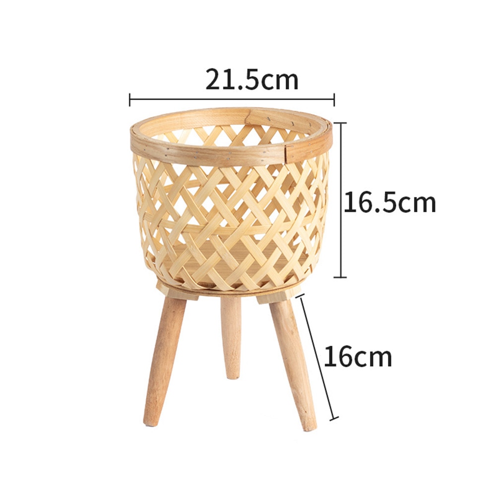 Handmade Bamboo Woven Plant Flower Pot with Stand - Image 7
