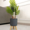 Floor-standing Round Flower Pot with Self Watering Drainage System With Wooden Legs