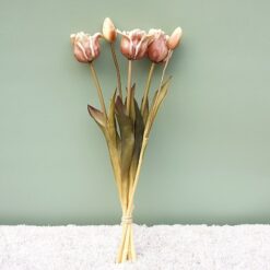 Sillicone Tulips Bundle Artificial Flowers, Pink