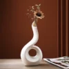 Ceramic White Vase Pampas Grass Nordic Modern, Shape 3