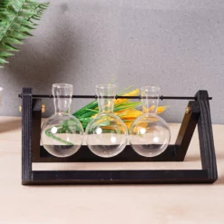 Creative Vase Hydroponic Plant Transparent Glass Vase Wooden Frame