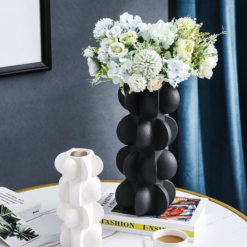 Nordic Resin Vase Geometric Spiral, Black