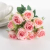 10 Heads Artificial Flower Pink Silk Roses Home Decor
