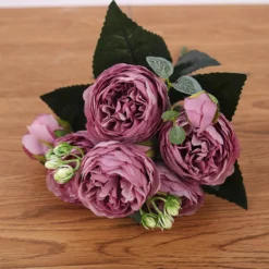 Purple Silk Bouquet Peony Artificial Flowers Home Decoration