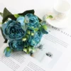 1 Blue Bundle Silk Peony Bouquet Home Decoration