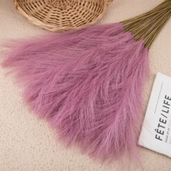 10pcs Silk Purple Pampas Grass Artificial Flowers Bouquet Home Decoration