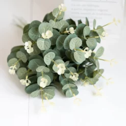 10pcs Eucalyptus Artificial Silk Flowers Bouquet Home Decoration